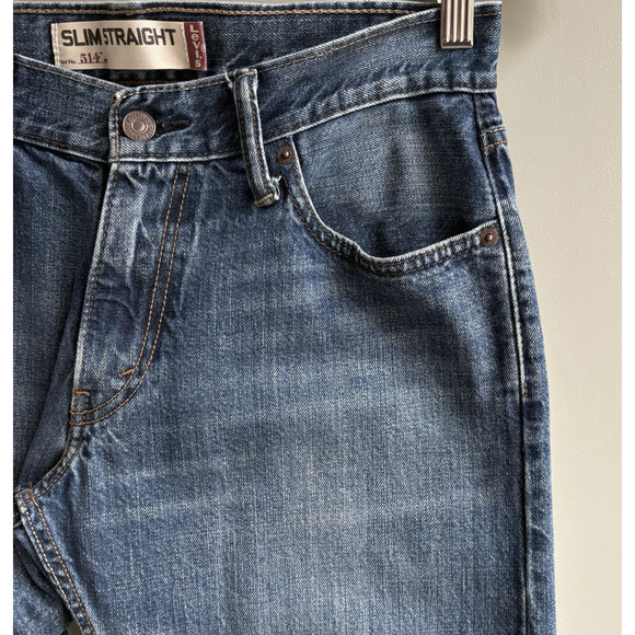 LEVIS 514 Slim Straight Jeans 30x32 Blue Medium Wash Cotton Denim Casual Pants - Picture 4 of 14